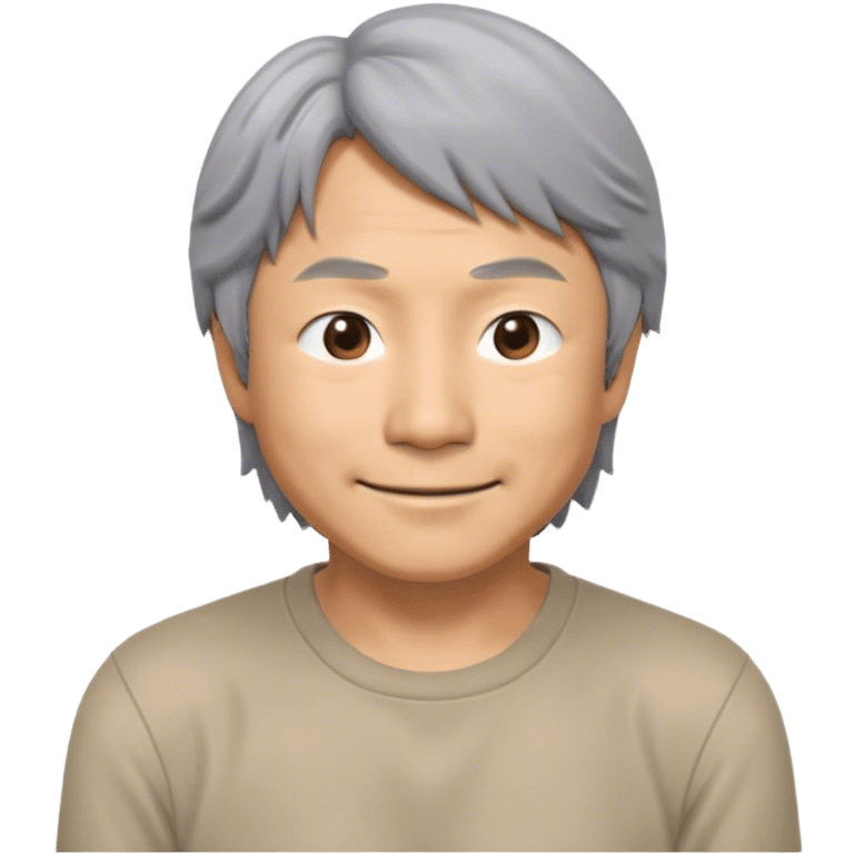 ​Cinematic Realistic Portrait of a Smiling Shigeru Miyamoto, depicted with warm, approachable features, gentle grey-tinted hair, and kind, expressive eyes, set against a subtle backdrop hinting at iconic video game imagery, rendered with lifelike textures and soft, inviting lighting that captures his innovative spirit, emoji