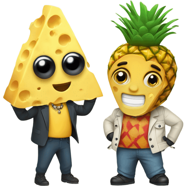 Cheese with beetle and pineapple wearing underway emoji