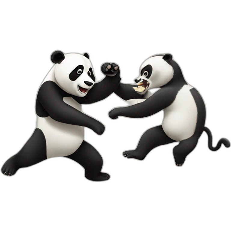 Panda and monkey fighting emoji