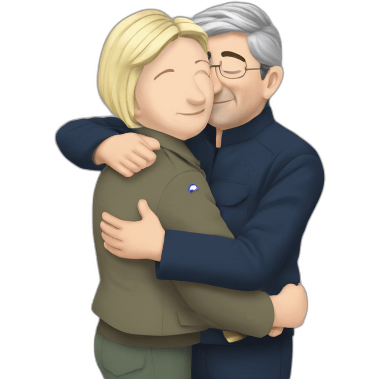 Marine lepen hugging jean melenchon  emoji