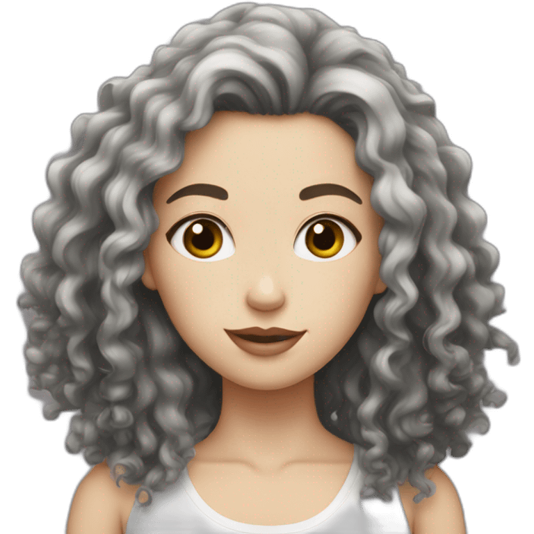 White girl with black frizzy hair emoji