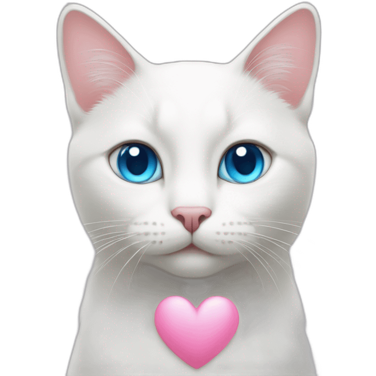 White cat with blue eyes in pink heart  emoji