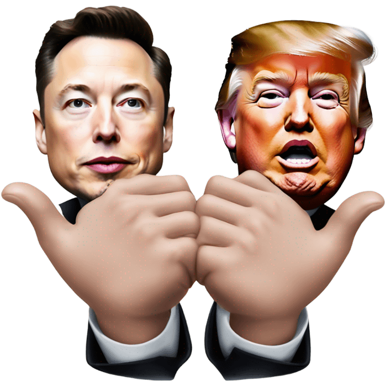 Elon Musk and Donald Trump gives hands like da vincis art picture emoji