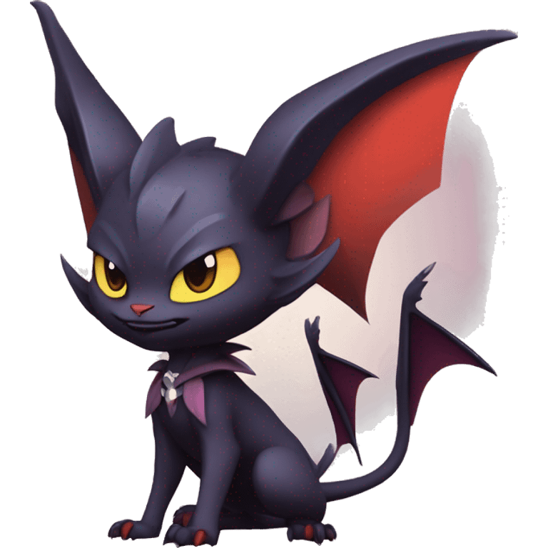  Kawaii Edgy Cool Vampiric Beautiful Noivern-Nargacuga-Litten with big Bat Ears full body emoji