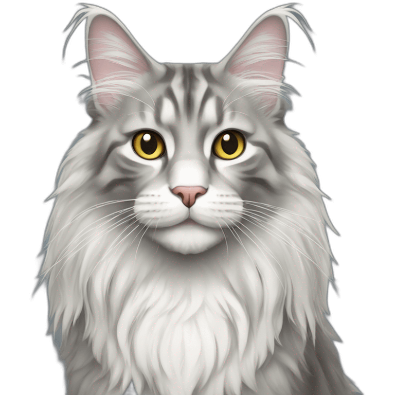 Grey white Maine coon emoji