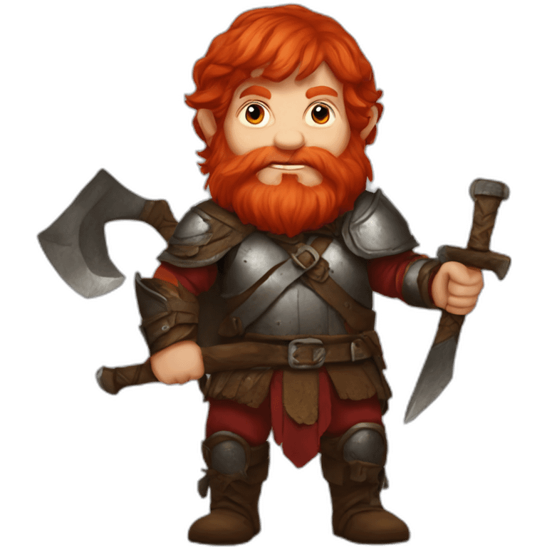 A red hair dwarf with an greataxe emoji