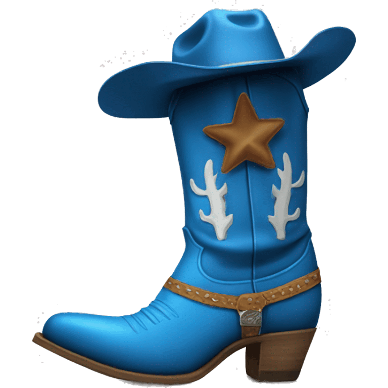 Tall blue cowboy boot with cowboy hat on top emoji