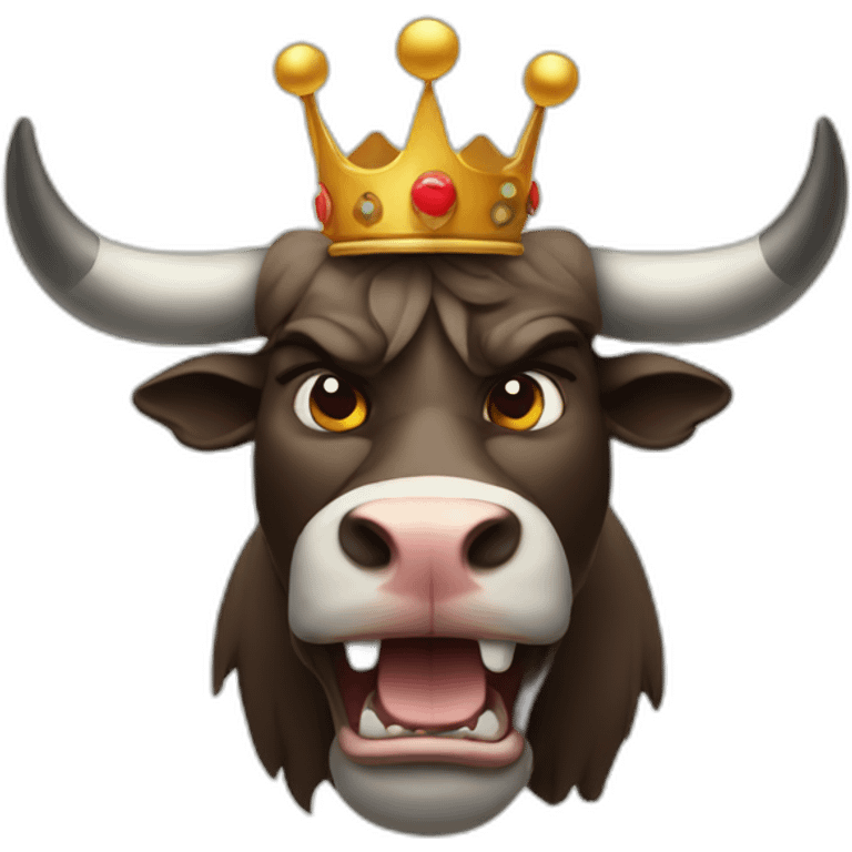 very angry bull with a crown emoji