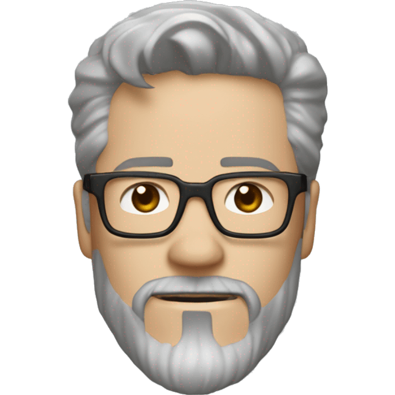 Un homme blanc avec des lunettes de tony stark argentée, avec une barbe de 10cm châtain et les cheveux aussi. les cheveux plus courts sur les tempes emoji