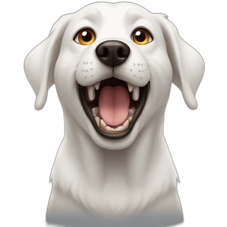 startled white dog with mouth open emoji