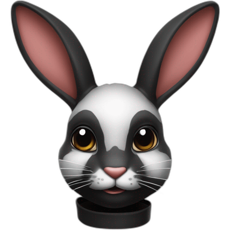 Lapine arlequin moitié du visage gauche noir emoji