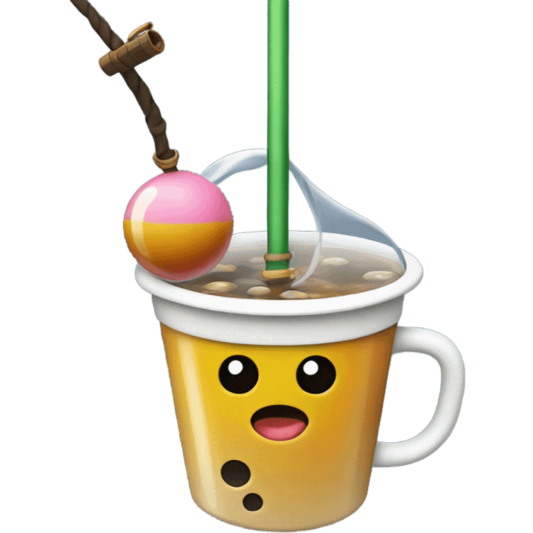 Boba on a fishing pole emoji