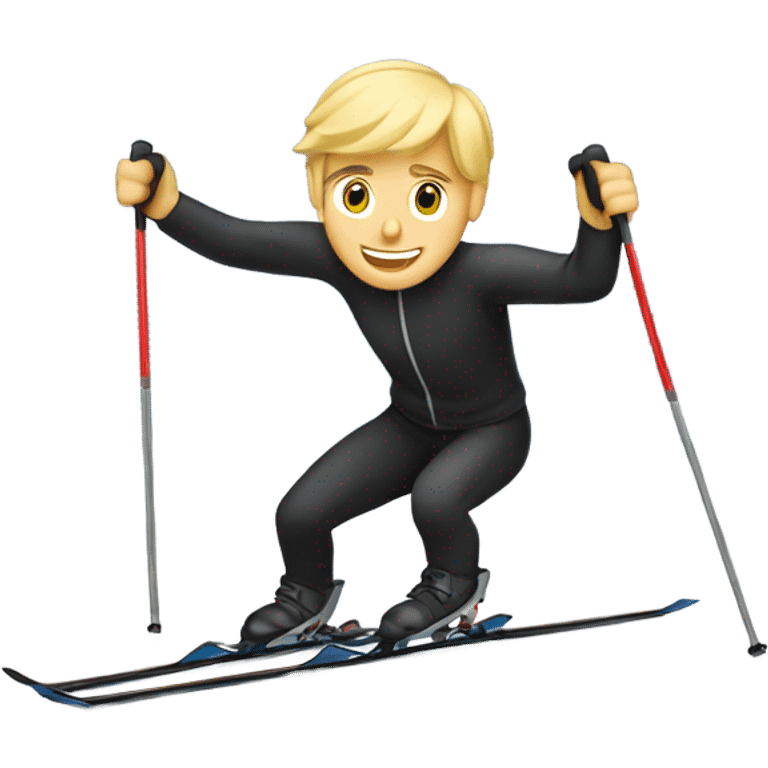 Blond guy on cross country skiing with Black cap emoji