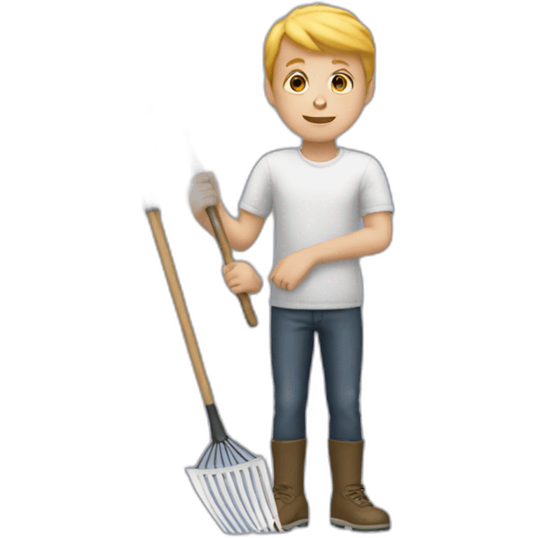 white kid holding a rake emoji