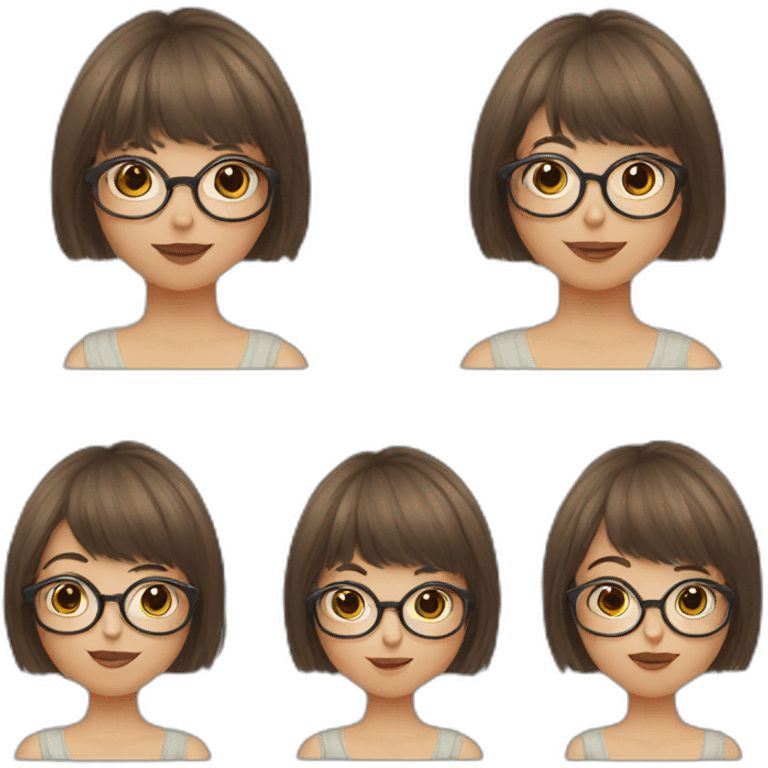 girl short haircut with bangs in glasses emoji