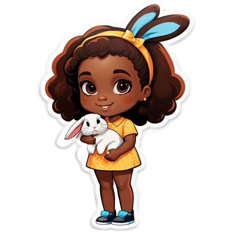 Black girl with a bunny emoji