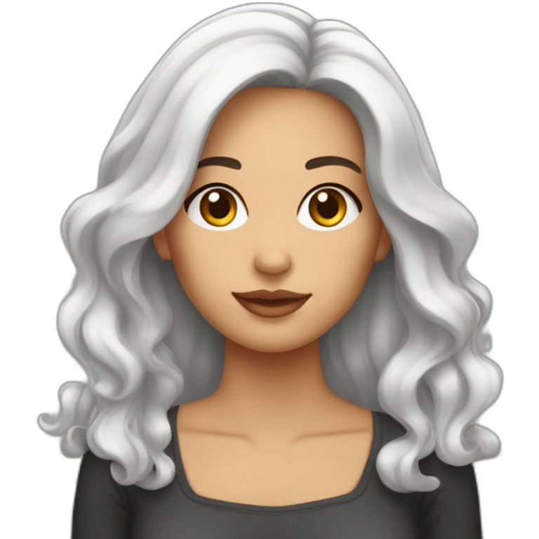 Mujer joven bianca con cabello colorado con MacBook emoji