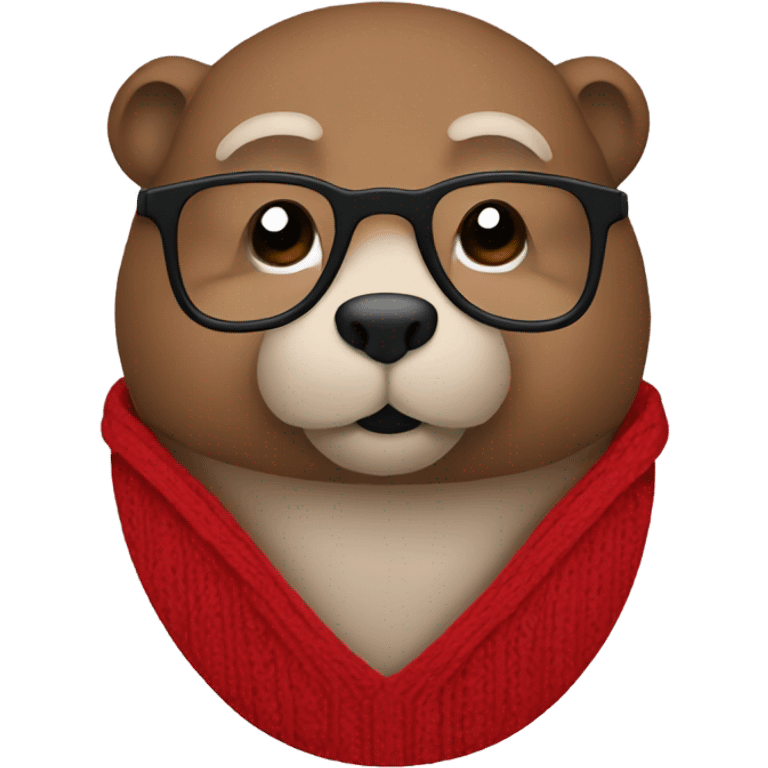 groundhog with red sweater and glasses emoji