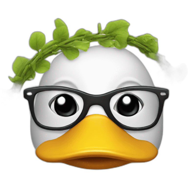 Duck covered with vines with glasses emoji