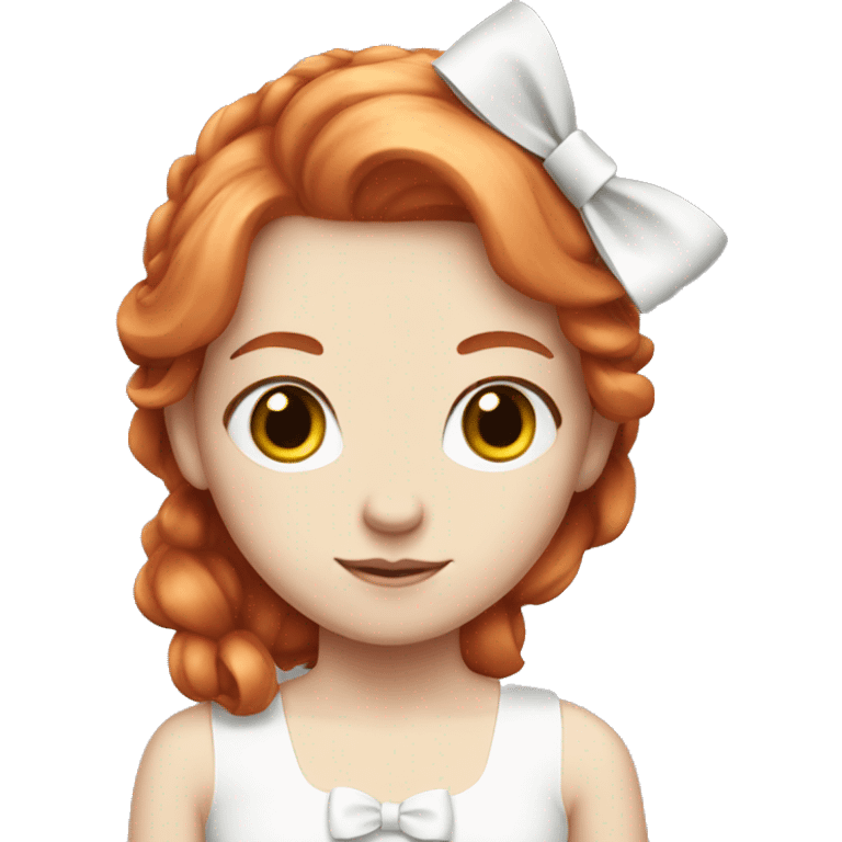 Red-haired girl with white bow in hair with pale skin emoji