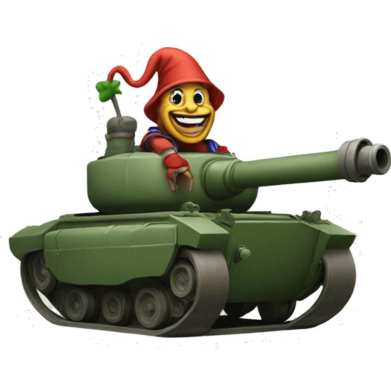 Jester driving a tank emoji