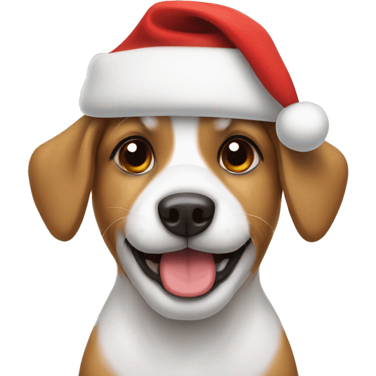 Cute dog with Santa hat emoji