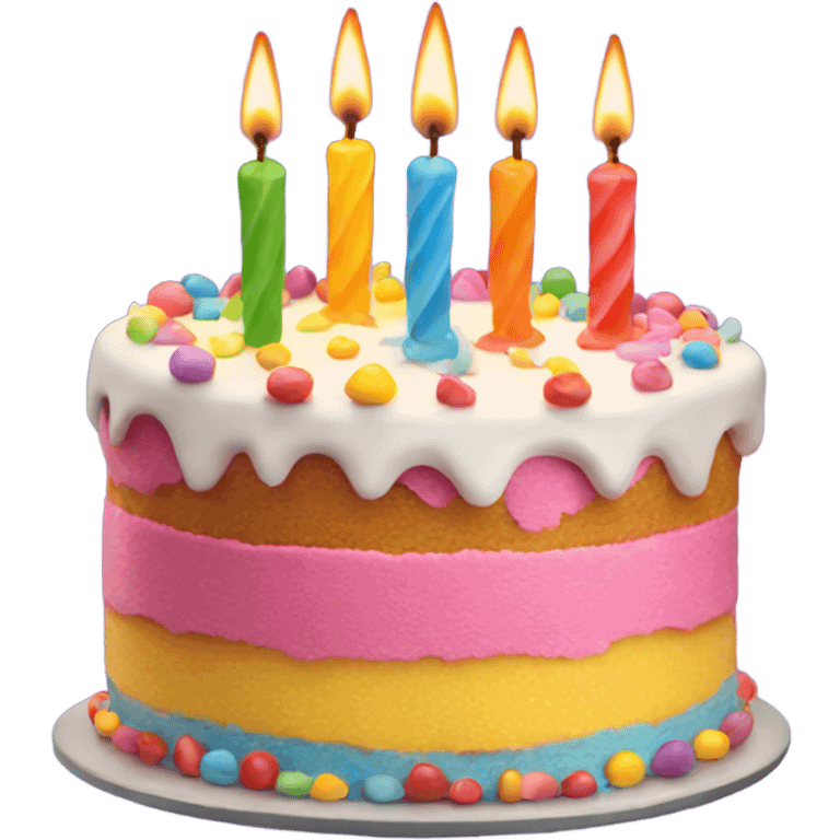 colourful birthday cake with candles  emoji