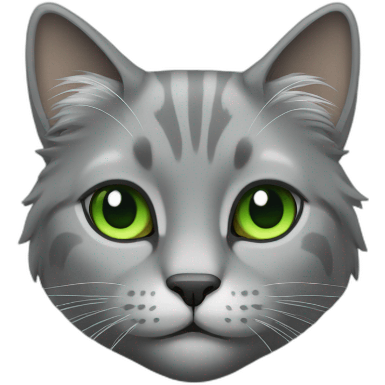 Grey long hair cat with green eyes emoji