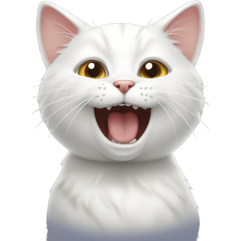 Cute white cat meowing emoji