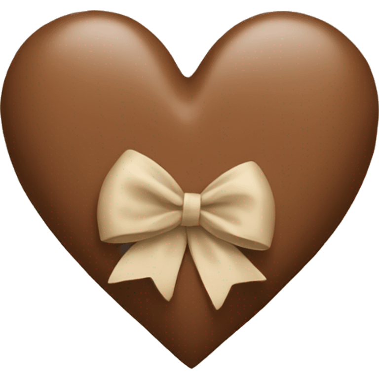 brown heart with beige bow emoji