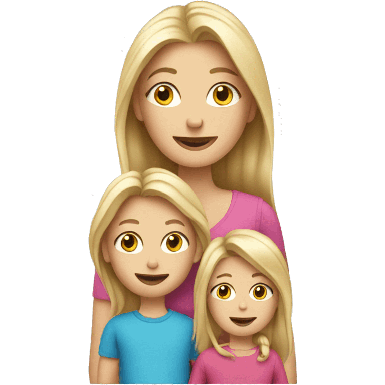 Long blonde hair mum with son and daughter  emoji