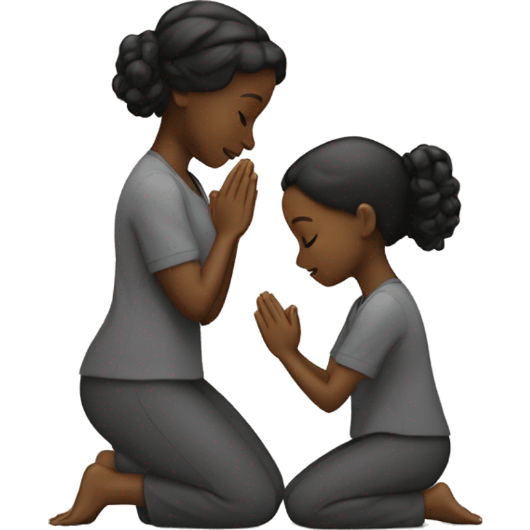 Two black girls praying kneeling  emoji