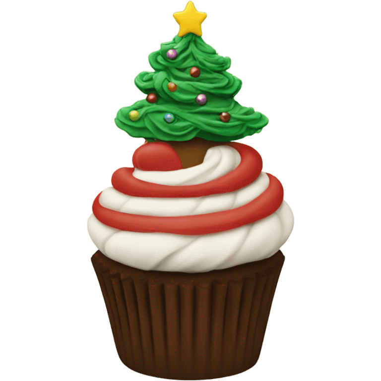 Christmas tree cupcake emoji