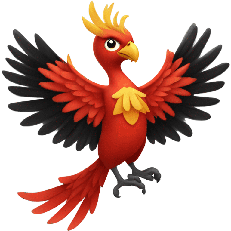 Phoenix bird with holiday spirit but works hard. Theme is red and black. emoji