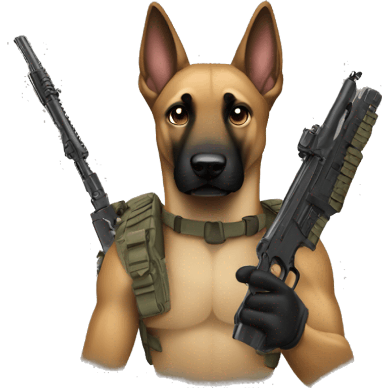 Malinois with weapon emoji