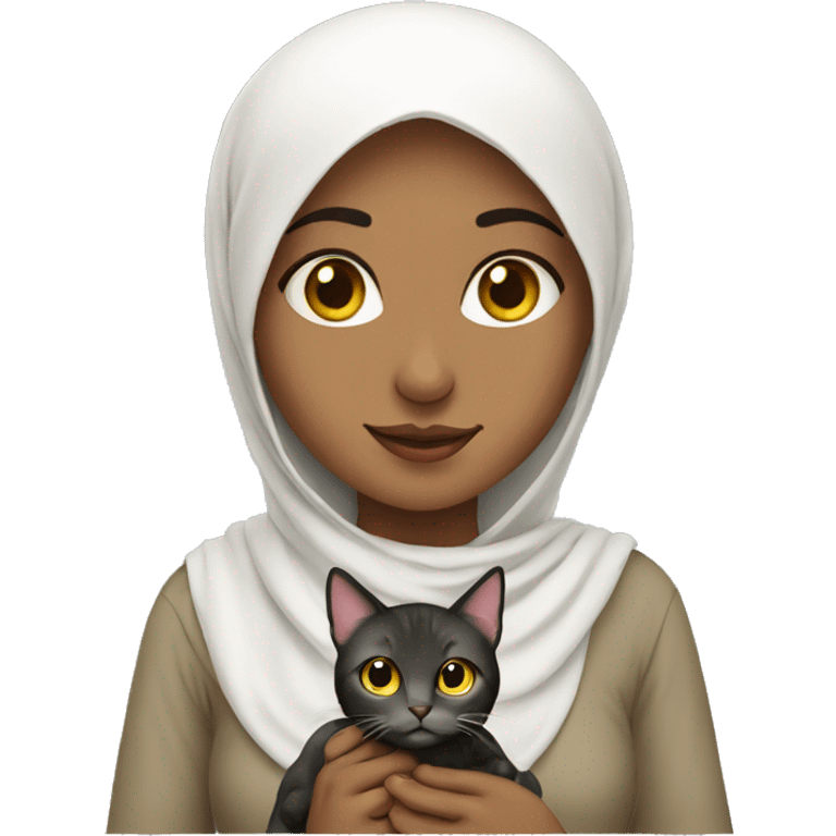 Muslim girl with a cat emoji