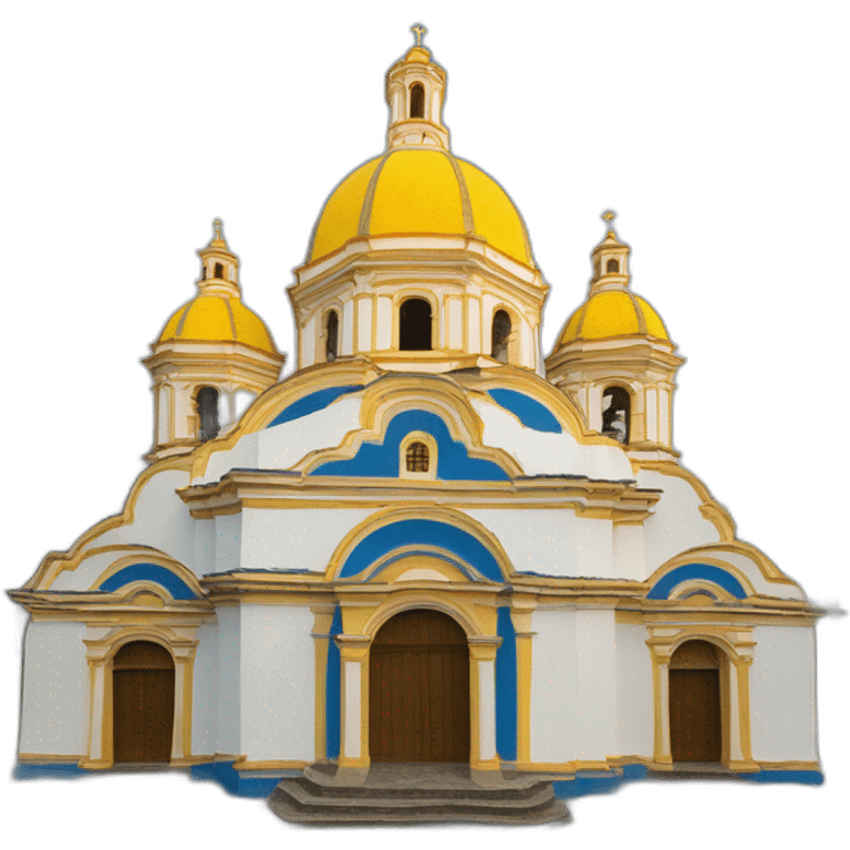 Catholic Temple from La Piedad Michoacán like church of Cúpula de Santa María del Fiore with the dome with tiles yellow and blue emoji