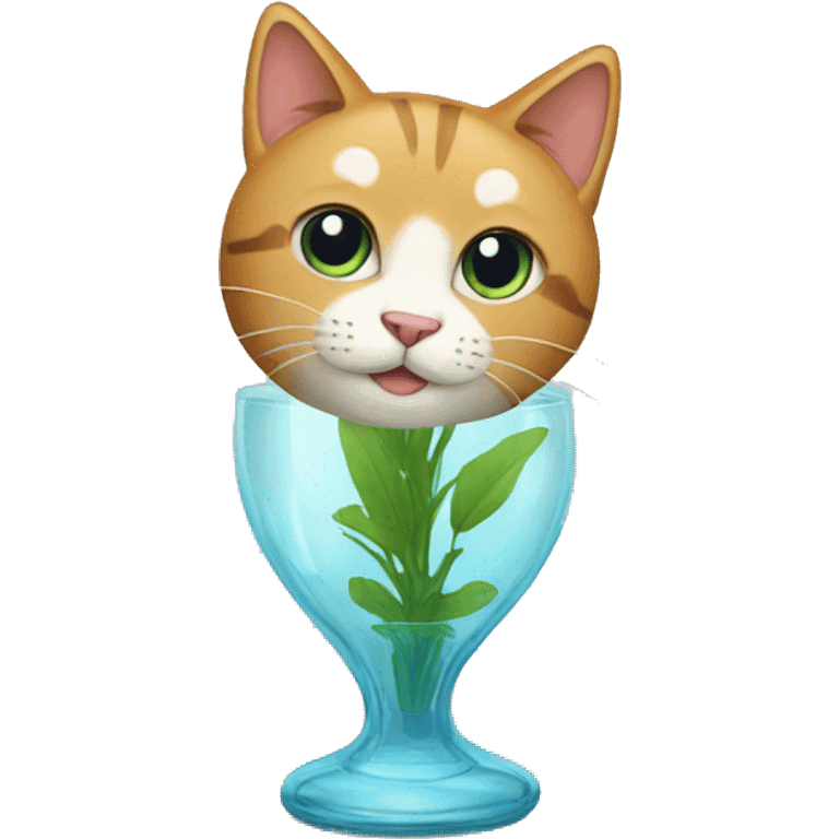 a cat in a glass vase  emoji