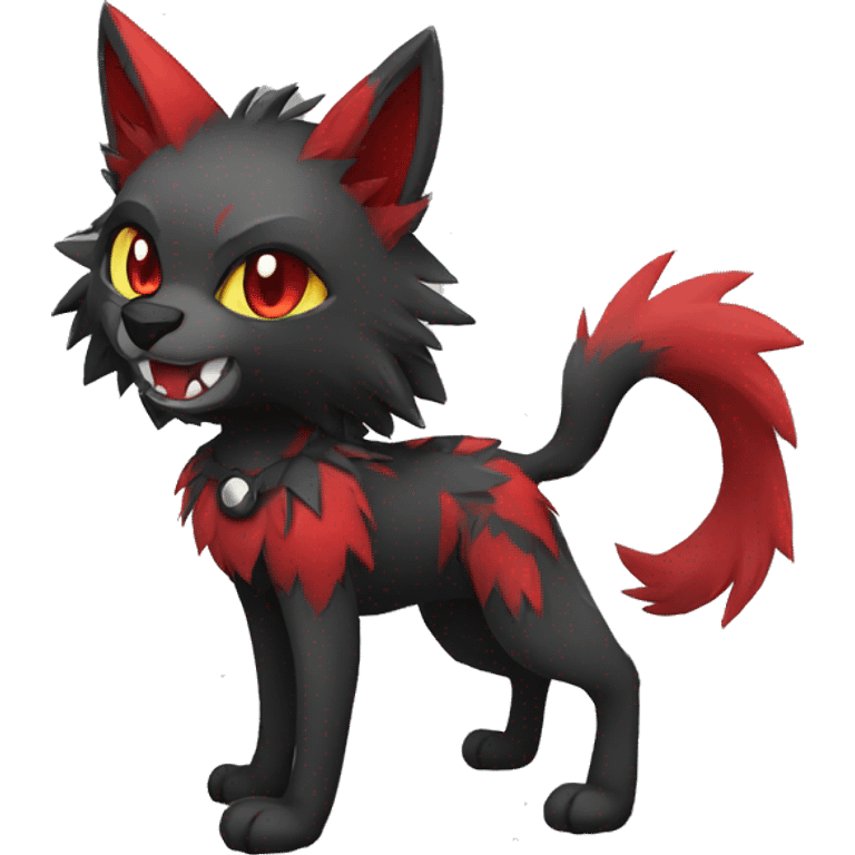 black red punk wolf-cat-Fakemon emoji