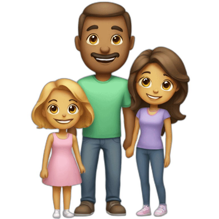 cat mom, dad and doughter emoji