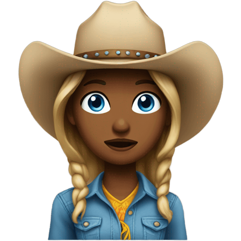 Cowgirl that is blamed and blue eyes  emoji