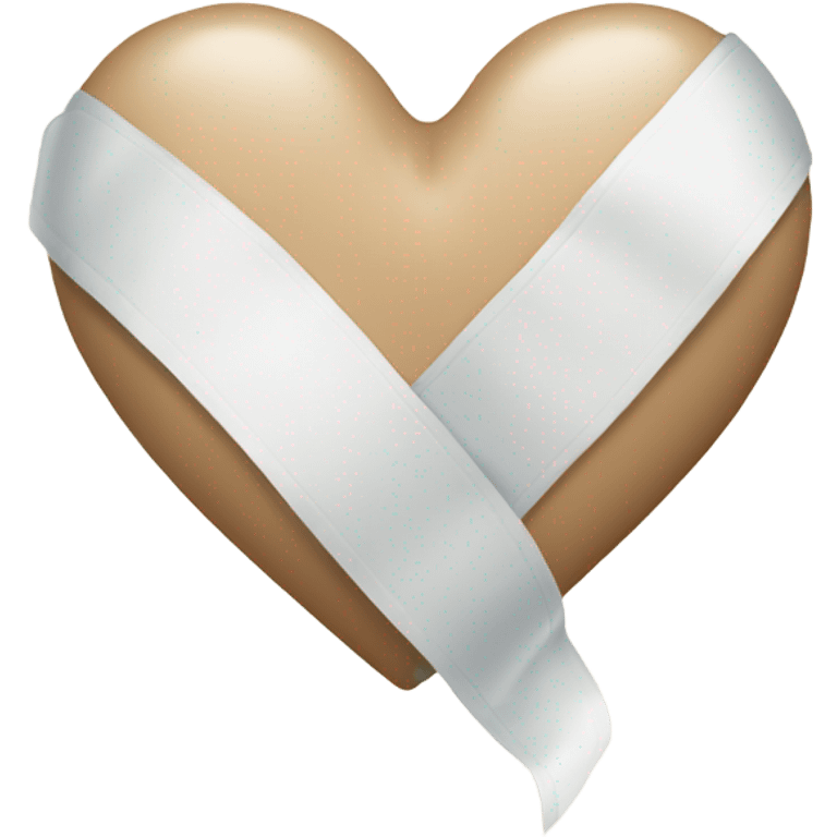 Beige heart with white ribbon emoji