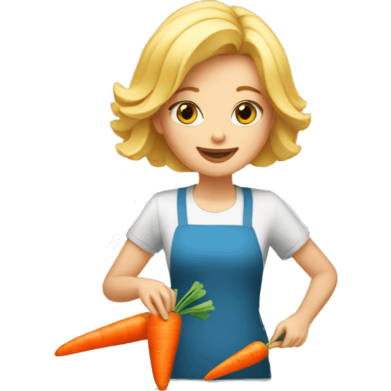 blonde lady cutting carrot emoji