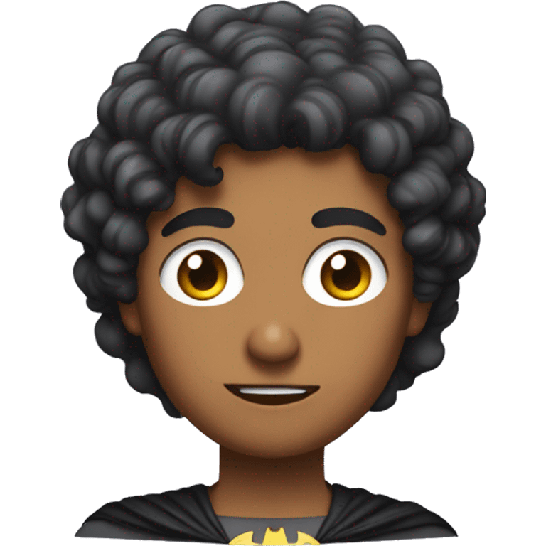 short, curly haired indian pretending to be batman emoji