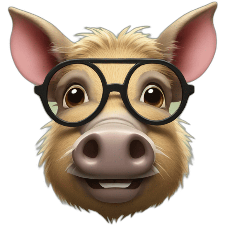 wild boar with thick moustache wearing glasses emoji