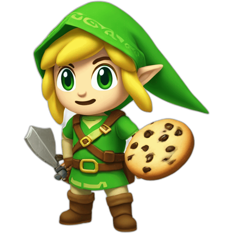 Link de Zelda qui mange un cookies emoji