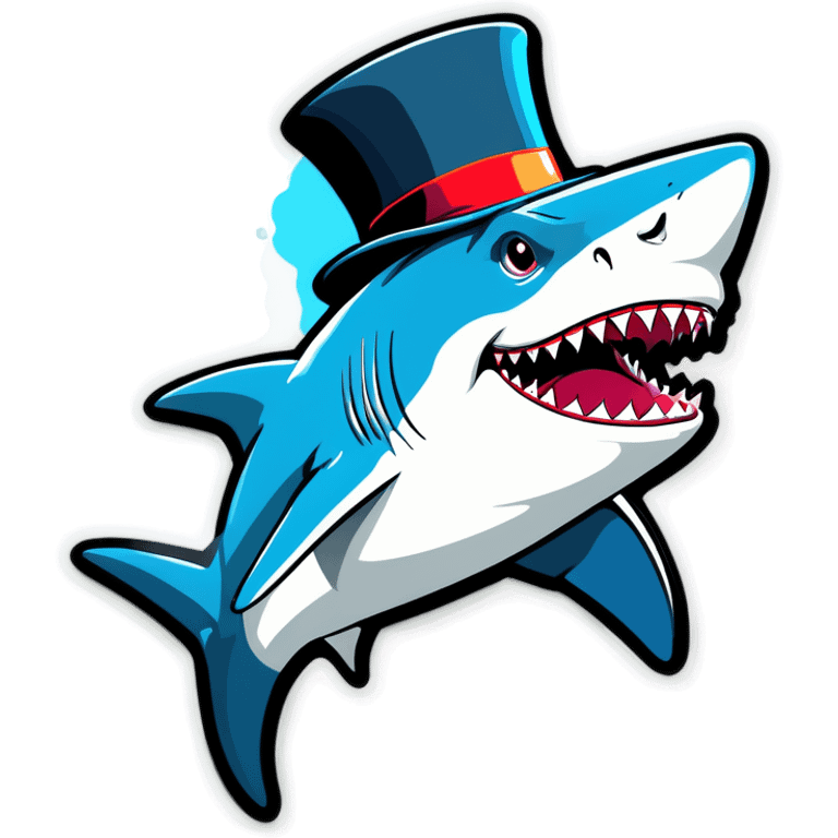 Shark with a top hat emoji