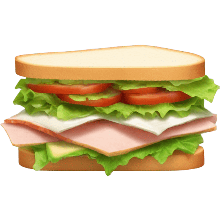 sandwich with turkey, lettuce, pickles, mayonnaise, and tomatoes  emoji