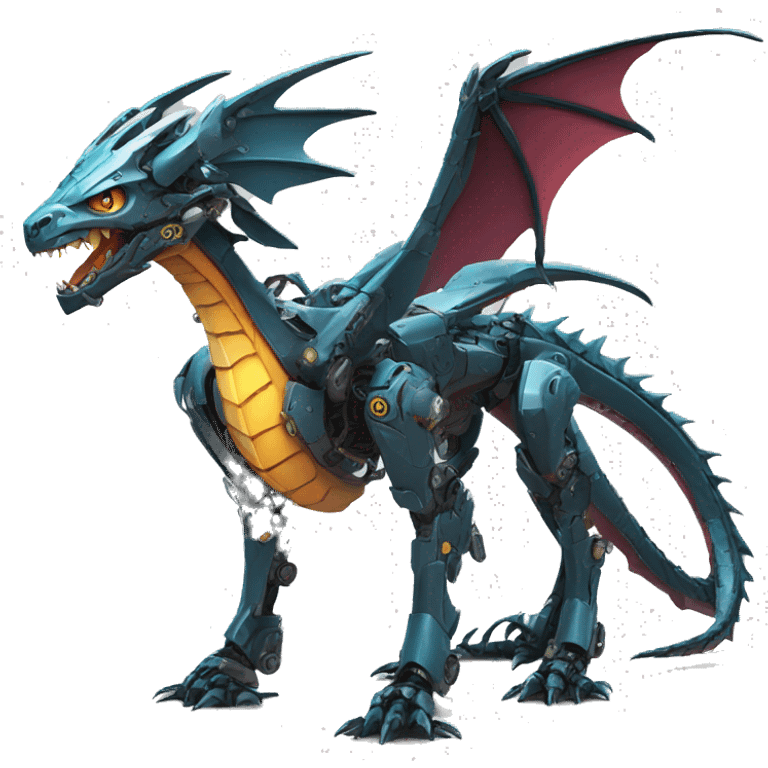 Mechanical futuristic Dragon full body emoji