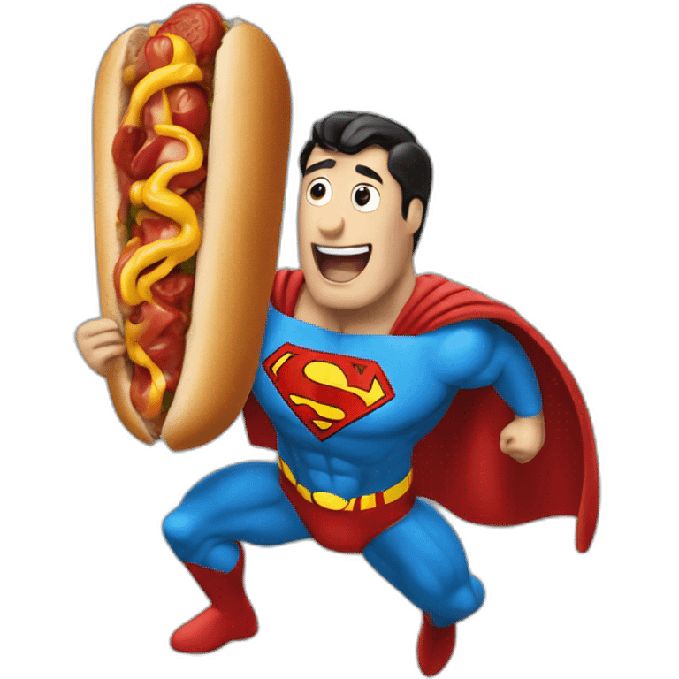 Superman qui mange un hotdog emoji